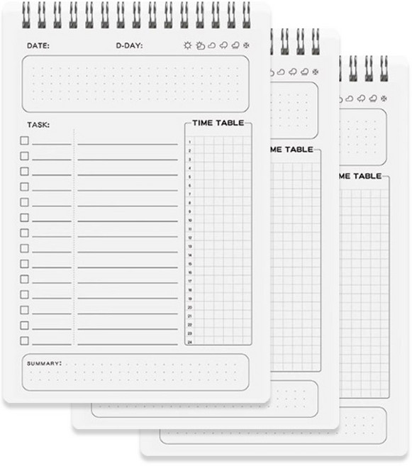 ErrifY 심플 데일리 플래너 다이어리, 3개, 화이트