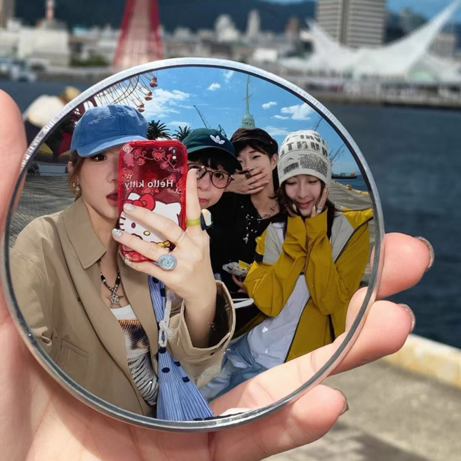 휴대용 미니 볼록거울 여행용 사진 촬영 셀카거울 95mm 1P, 1개, 그레이