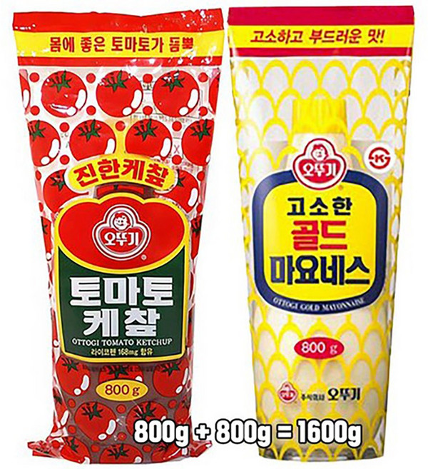 오뚜기 토마토 케찹 800g + 고소한 골드 마요네스 800g, 1세트