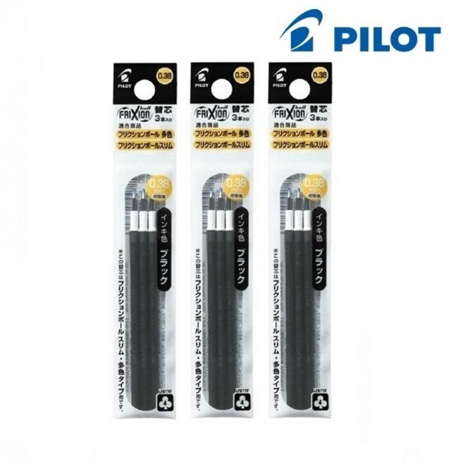 파이롯트 프릭션 슬림 볼펜용 리필심 0.38mm, 블랙, 3세트