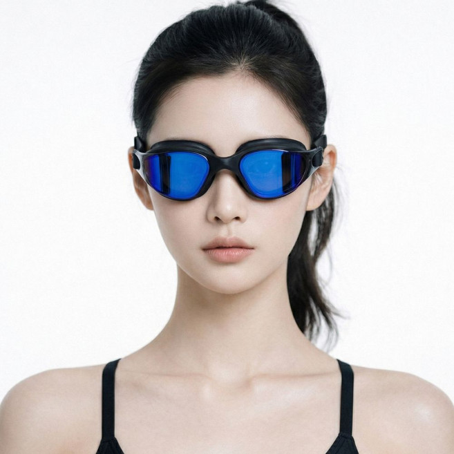 스마트덕 눈 편한 시야넓은 김서림방지 물안경 수경, 1개, 블랙 블루