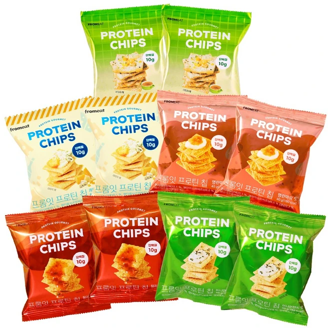 프롬잇 프로틴칩 5종 버라이어티팩, 40g, 10개, 혼합맛 - 쿠팡