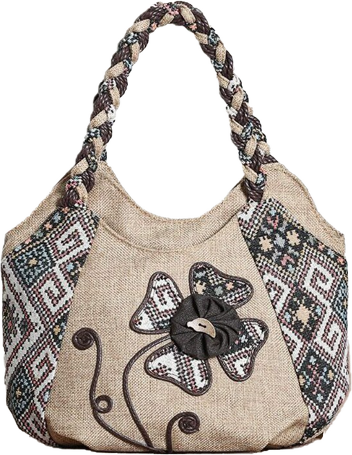 Jisham 여성 핸드백 캔버스 핸드메이드 천가방 가벼운 에코백