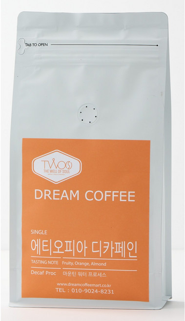 드림커피 당일로스팅 맛있는 에티오피아 디카페인 싱글 원두, 1개, 100g, 에스프레소(고움)