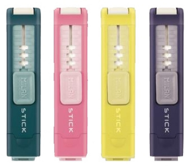 밀란 미니 스틱 연필깎이+지우개 세트 색상랜덤 지우개내장 어린이 필기도구, 단품