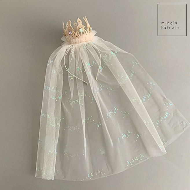 베일 공주 머리띠 왕관 고깔 크리스마스 파티 생일 기념일 소품 파티용품, 왕관 머리띠