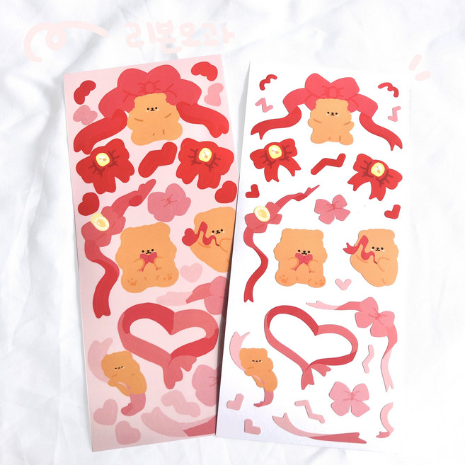 소리샘으로연결 모과리본 씰스티커