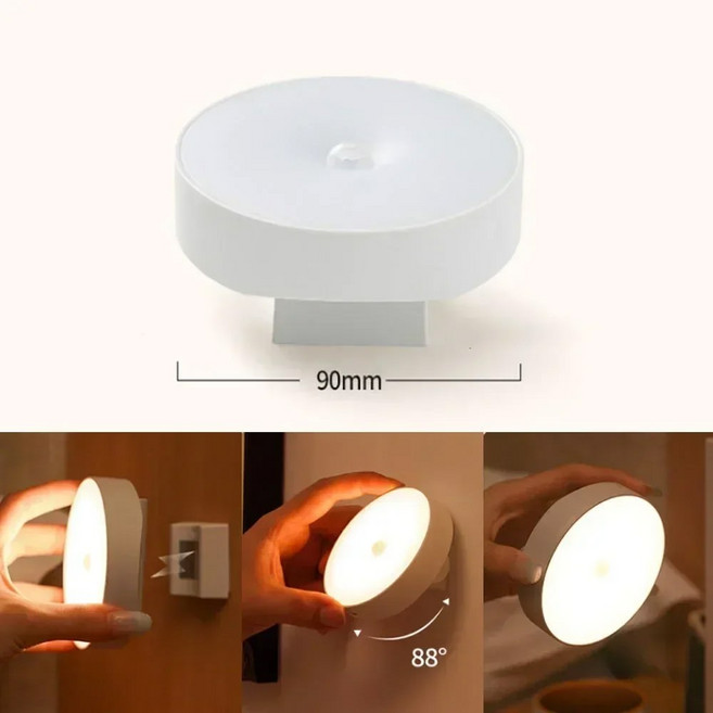센서 조명과 램프 충전식 무선 LED 회전 360 자기 부엌 테이블 침대, B, Warm 3000K