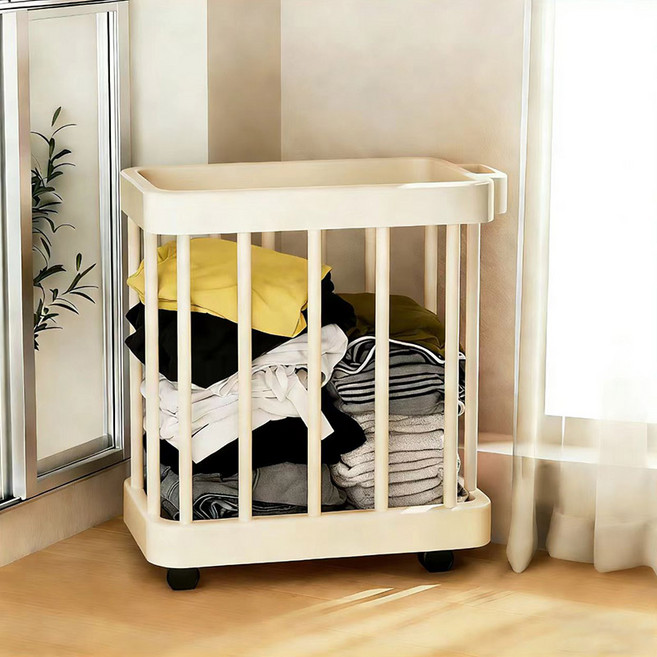 BIKASU 다용도 이동식 빨래바구니 대용량 정리 바구니 틈새 빨래바구니, 화이트