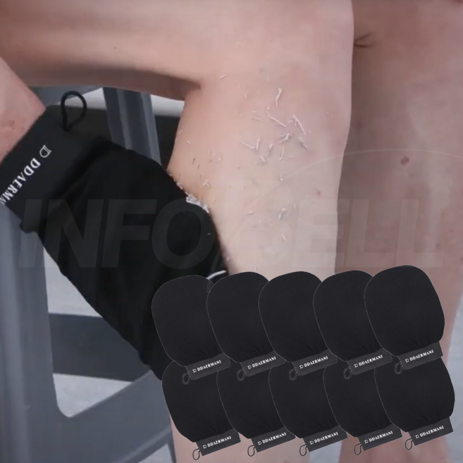 [인포벨 홈쇼핑]저자극 명품 때밀이 때르마니 때장갑 부모님 어르신 목욕 각질 등 전신 샤워 때타올, 검정색, 10개