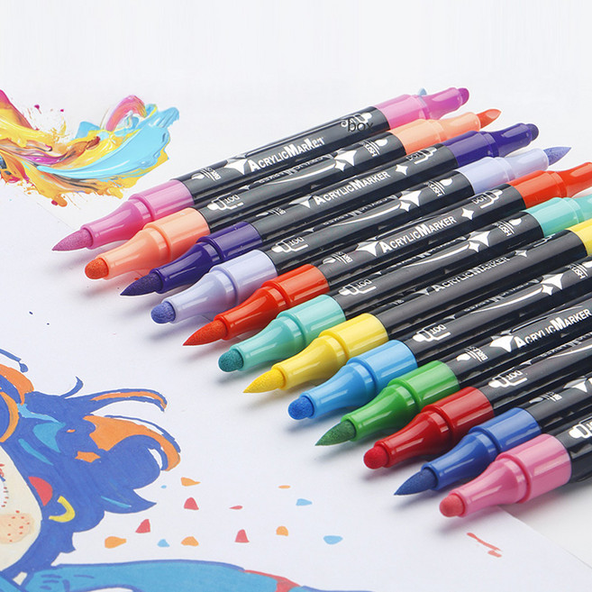 미니플 듀얼팁 전문가용 아크릴 마카펜 세트, 1세트, 24색