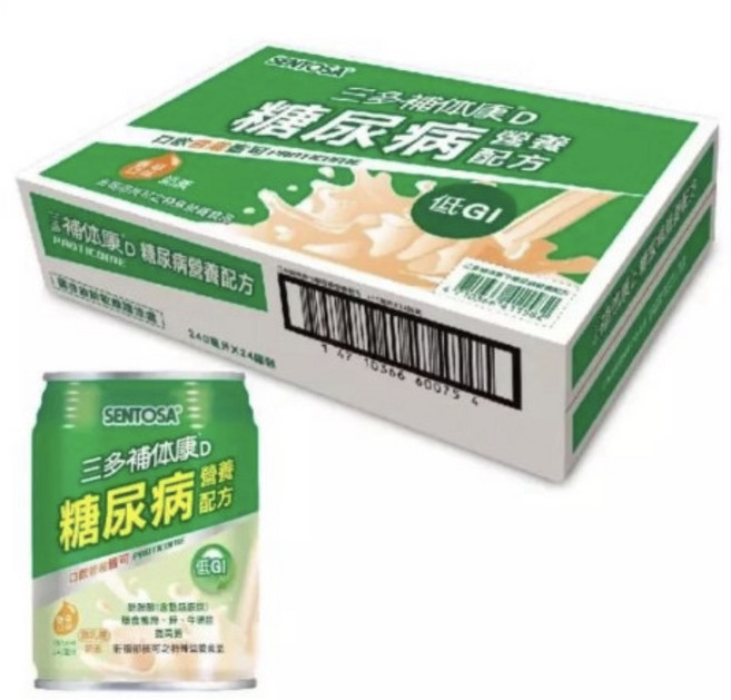 三多 補體康D 糖尿病營養配方 奶昔口味 低GI 240毫升 x 24罐, 24, 240ml