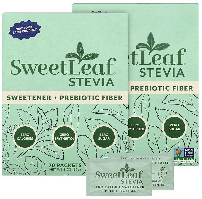SweetLeaf 스테비아 패킷 - 제로 칼로리 천연 스테비아 파우더 쓴맛 없음 케토 커피용 설탕 대체품 인공 성분 없음 GMO 프리 스테비아 감미료 패킷 70개 (2