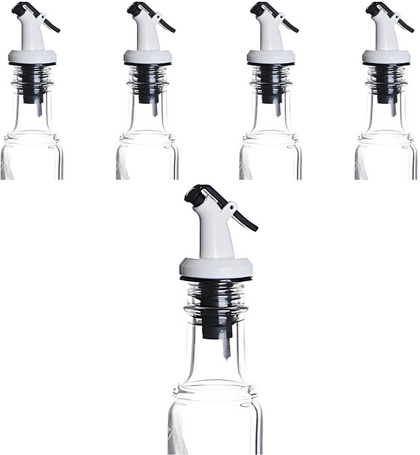 실리콘 푸어러 j형 병마개, 화이트 + 블랙, 5개