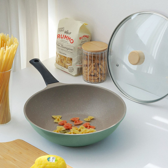 키친아트 IH 인덕션 베이직팬 28cm + 유리뚜껑 세트, IH 베이직 궁중팬 28cm + 유리뚜껑, 1개