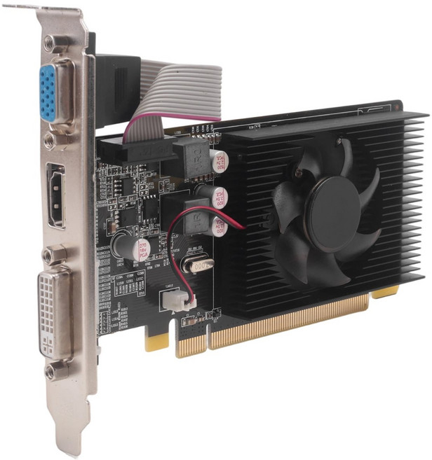 HD7450 그래픽 카드 64 비트 2GB GDDR3 PCI-E 2.0 X16 HDMI 호환 VGA DVI-I 비디오 카드 AMD RADEON HD 7450 2G 64 비트, 검은색