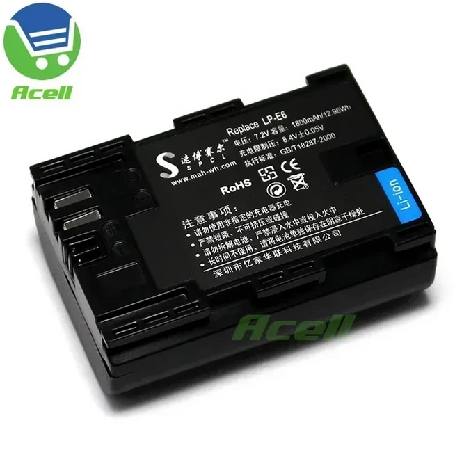 Acell 블랙매직 마이크로 시네마 카메라용 LP-E6 배터리 포켓 4K 6K 비디오 어시스트 6G