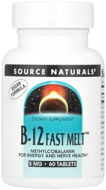 소스내추럴스 B-12 패스트 멜트 5mg 60 정, 1병, 60정 - 쿠팡