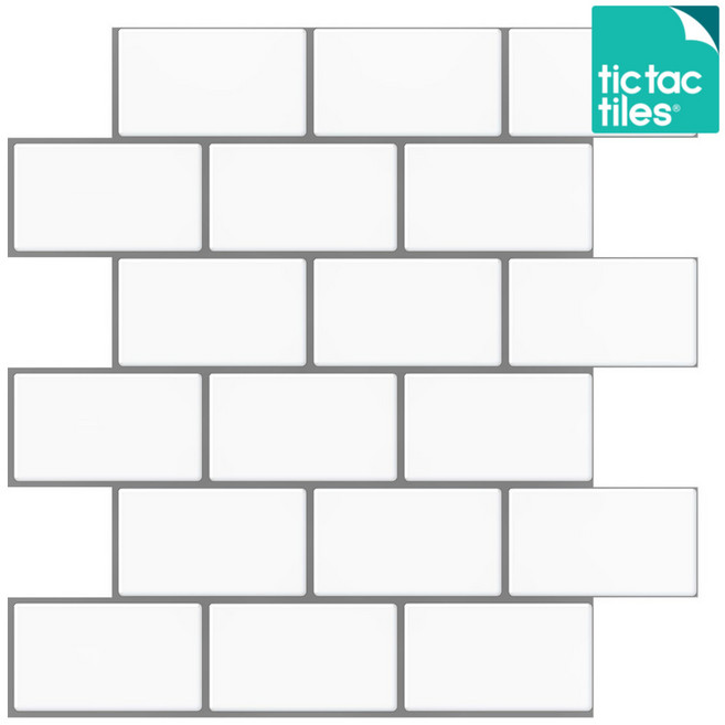 틱택타일 티커타일 써브웨이 모노화이트 붙이는타일 DIY 셀프인테리어, 1개