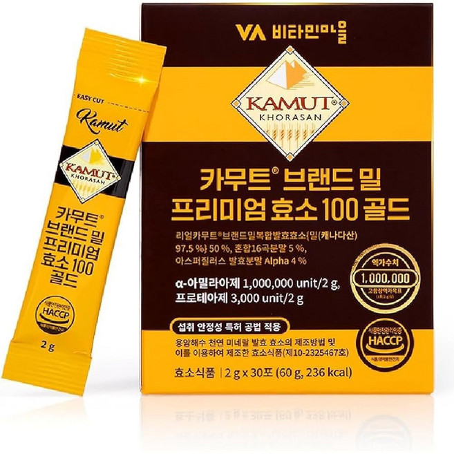 VA비타민마을 30 Day Kamut Brand Wheat Premium Enzyme Powder 100 Gold 2g Sticks, VA비타민마을 30Day Kamut BrAND & 밀, 60g, 1개