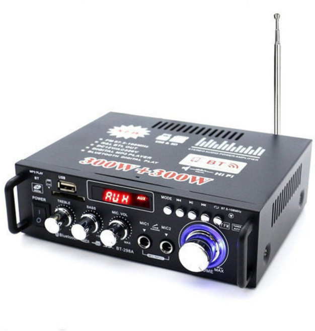 블루투스 HIFI 미니 뮤직 파워 앰프 스피커 BT-298A, 블랙