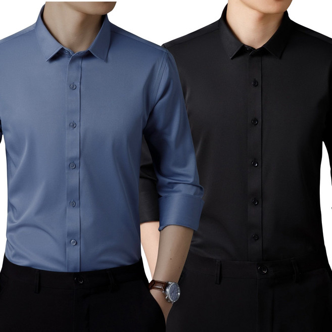 [1+1 특가] 봄 가을 남자 긴팔 남방 셔츠 캐주얼 기본 슬림핏