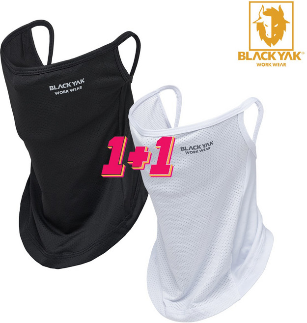 블랙야크 S-페이스스카프 페이스마스크 블랙 여름 클라바 조깅 낚시, BLACK(검정)+WHITE(흰색)