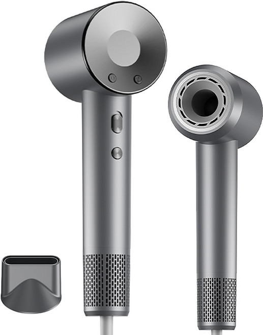 RichMagic 초고속 음이온 무엽 드라이어 12가지 모드 BLDC 가정용 드라이기 1600W+자기흡입노즐, 아이언 블랙