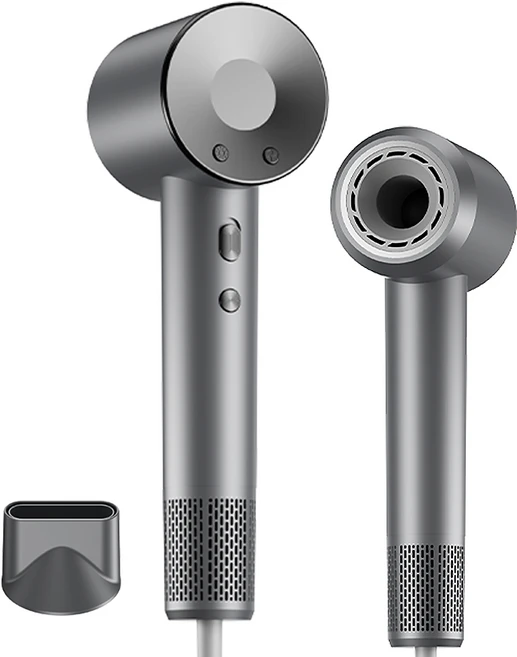 RichMagic 초고속 음이온 무엽 드라이어 12가지 모드 BLDC 가정용 드라이기 1600W+자기흡입노즐, 아이언 블랙 - 쿠팡