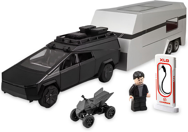 다이캐스트 금속 1:28 사이버 픽업 트럭 캠핑 RV 모델 합금 풀백 자동차 모형, 1개, 블랙