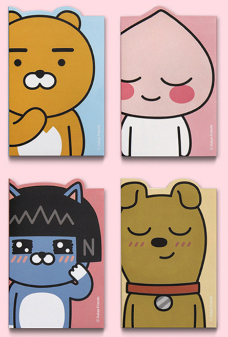 카카오프렌즈 4단 점착 메모지 라이언 어피치 접착, 프로도