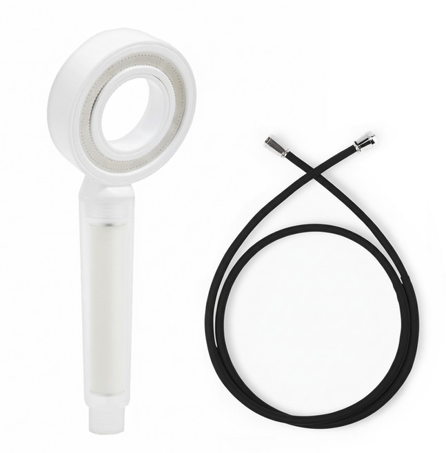 욕실의여왕 밀키 도넛형 녹물 필터 샤워기 헤드+호스2m(택1), 도넛형샤워기+호스2m(블랙), 1세트