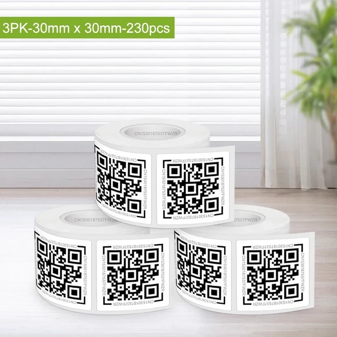 접착 라벨 프린터 P50 E210 기계와 유사한 미니 휴대용 열전 DIY 스티커 인쇄 패턴 QR 코드, 04 3PK Tape 30x30, 상세설명참조