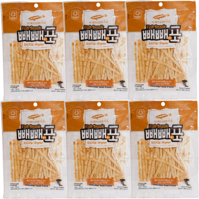 한진식품 빼빼어포 오리지널, 24g, 6개