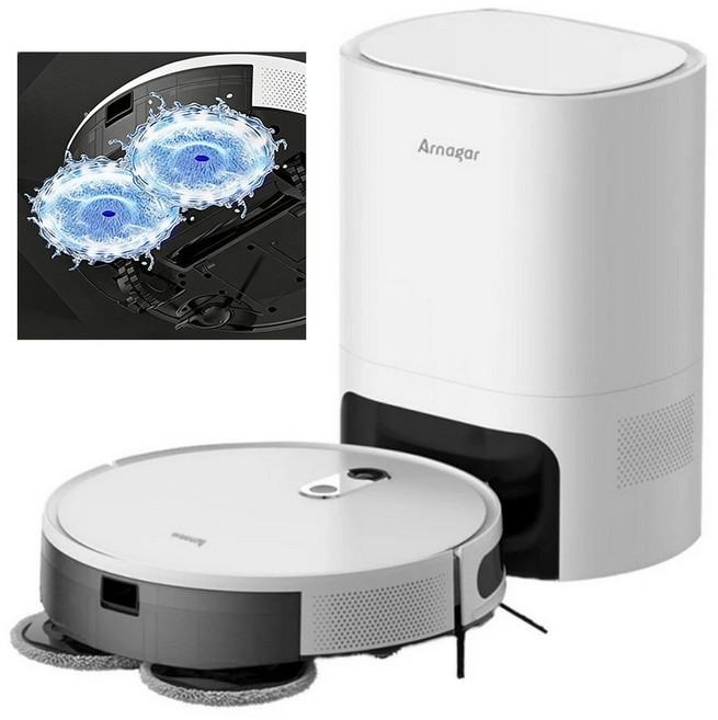 Arnagar 스마트 물걸레+12000pa 흡입력 로봇청소기, 화이트, S10