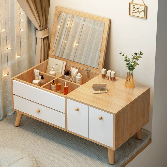 좌식 화장대 낮은서랍장 미니 수납 다용도 원목, 우드