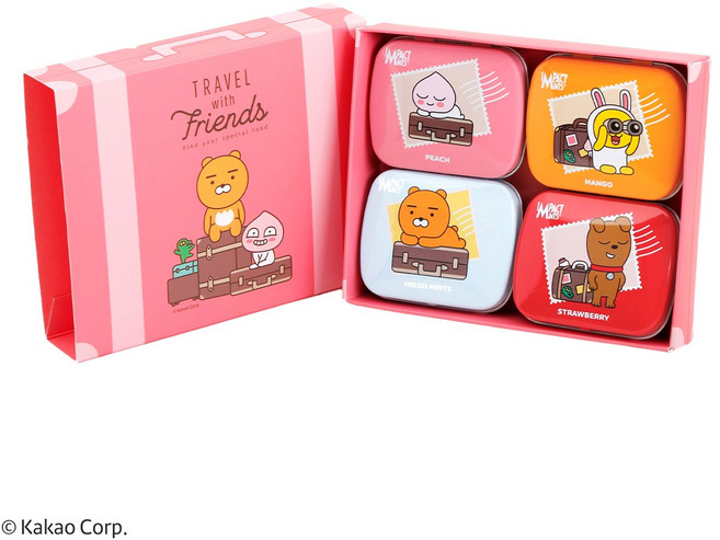 임팩트 민트 카카오 프렌즈 선물세트 무설탕 캔디 4종 사탕, 1세트, 60g