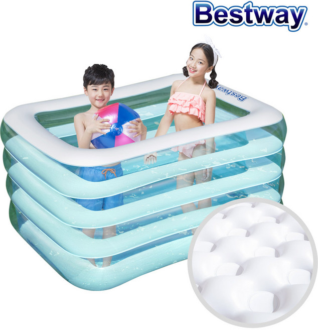 베스트웨이 4단 엠보싱 목욕풀장 BW 54411, 투명 블루, 1개