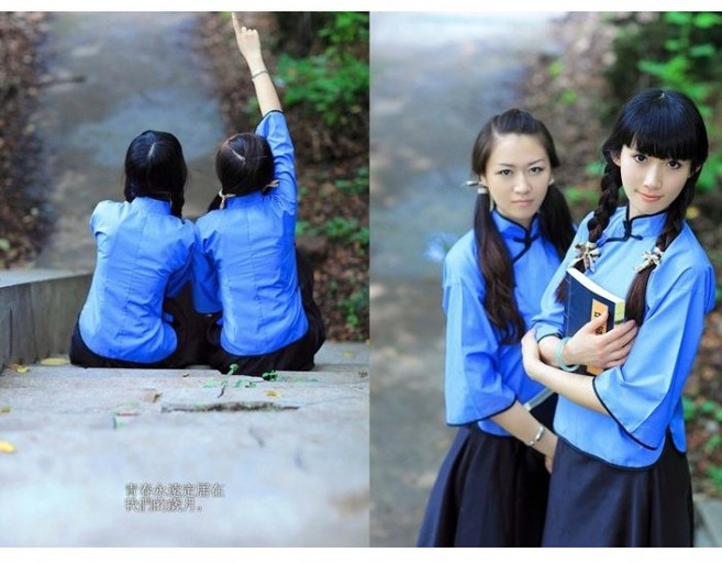 民國復古學生服 角色扮演服 古裝外拍服 旗袍領制服