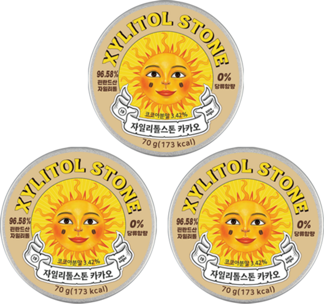 자일리톨스톤 사탕 카카오, 3개, 70g