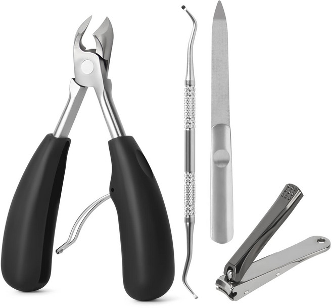 리빙가감법 프리미엄 고급 네일 니퍼 관리 손톱 발톱 정리 니퍼 손톱줄 안전한 스프링 발톱 니퍼, 1개, 블랙/실버