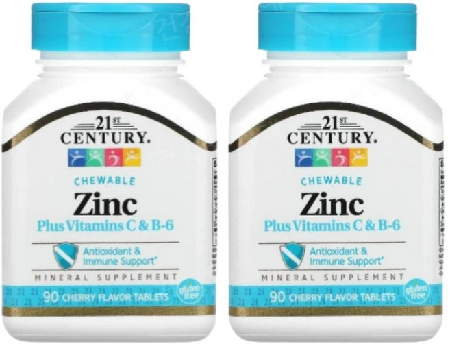 21세기센추리 징크 아연 비타민C B6 씹어먹는 90츄어블 2개 비타민씨 비 Zinc, 90정 - 쿠팡