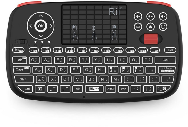 Rii i4 미니 블루투스 무선 키보드(터치패드 포함) Windows 안드로이드 TV 박스 스마트 TV용 2.4GHz 백라이트 마우스 원격 제어, Hebrew Keyboard, Hebrew Keyboard