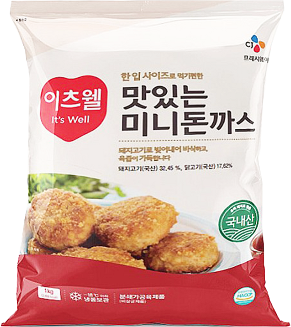 CJ 이츠웰 맛있는 미니돈까스 1kg, 1개