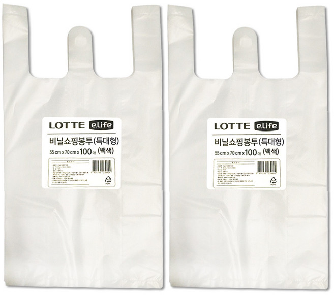 롯데이라이프 비닐봉투 백색, 30L, 200개