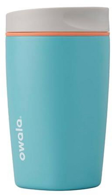 Owala SmoothSip 슬라이더 단열 스테인리스 스틸 커피 텀블러 재사용 가능한 아이스 컵 핫 여행용 머그 BPA 프리 355ml(12온스) 핑크/레드 (스트로베리, 손잡이 없음, 딸기 밭