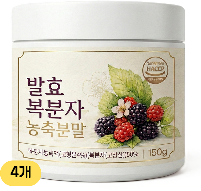 고창 복분자 추출 분말 고농축 복분자 추출액 김치 발효 유산균 함유 가루 식약처 HACCP, 4개, 150g