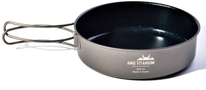 에이엠지티타늄 캠핑 경량 프라이팬(중), 1개, 티타늄