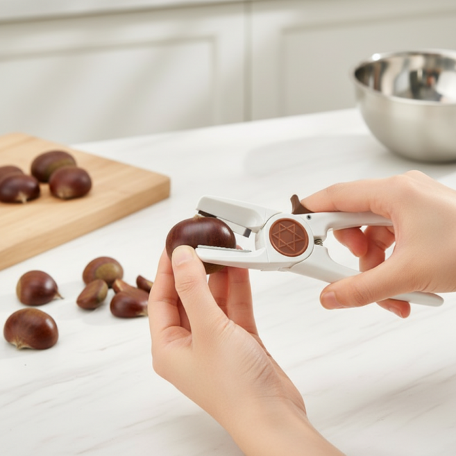 간편한 밤껍질 제거기 밤까기 전용 가위 호두 브레이커 밤손질 도구, 밤가위, 1개