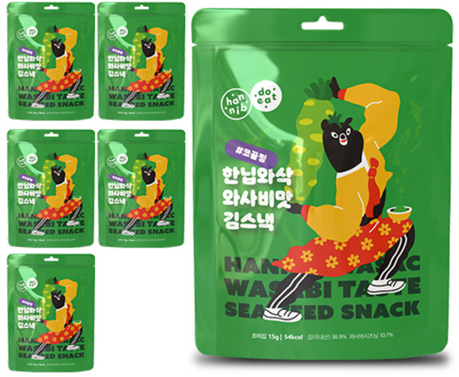 한닙두잇 한닙와삭 코끝찡 와사비맛 김스낵/김과자, 6개, 15g